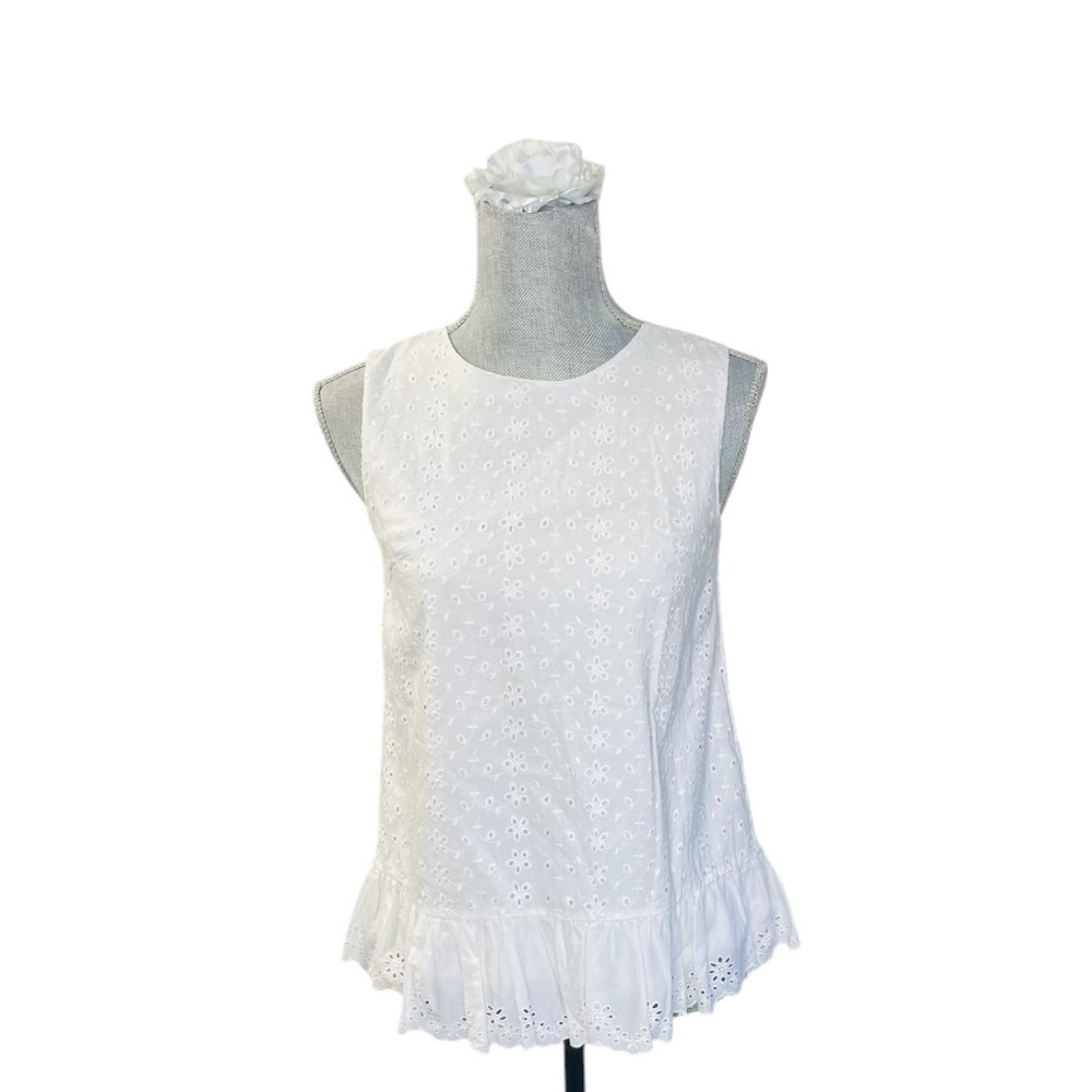 Ralph Lauren Girls 16 Shirt Top Eyelet Lace White Sleeveless Tank Top